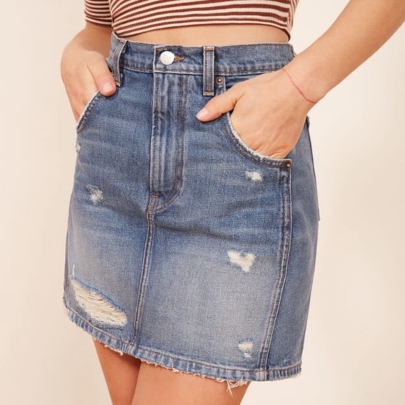 Reformation Dresses & Skirts - Reformation Sami Distressed Denim Skirt SZ 29 EUC